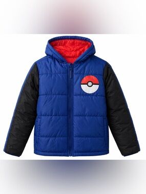 Pokémon Puffer Jacket ⚡️ Boys 14/16 | Poké Ball Hoodie Coat | Cozy Gamer Drip